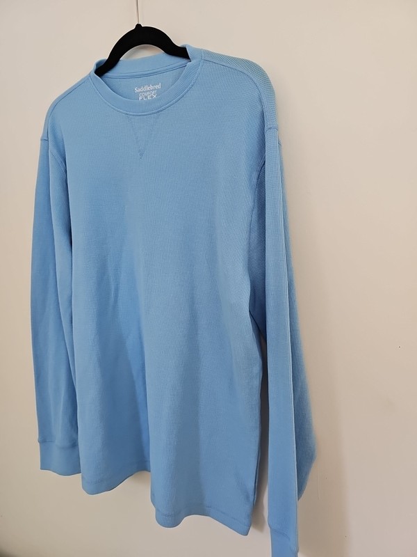 Saddlebred Comfort Flex Men's Large Blue Thermal Shirt Crew Neck Long Sleeve gallery