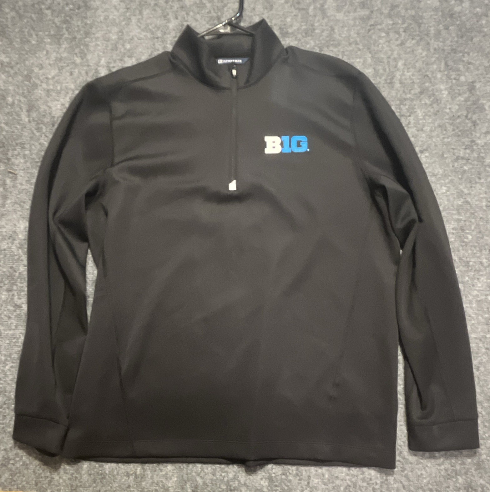 Cutter & Buck B1G Logo Black 1/4 Zip Mock Neck Pullover Men's L Polyester gallery
