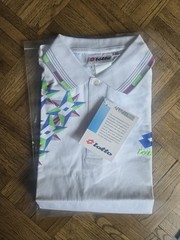 Vintage Lotto Tennis Polo Shirt Embroidered White Diamond NWTNOS Sz XL Rostagno