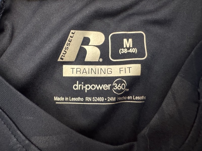 Russell Dri-Power 360 Training Fit Black & Blue Shirt Men's Medium gallery