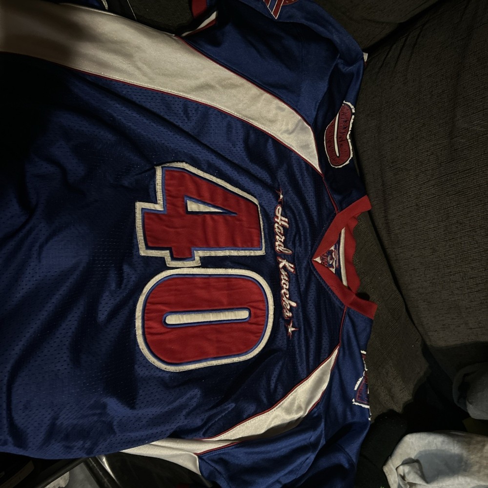Vintage HARD KNOCKS Jersey Mens 3XL Blue Red #40 Football Satin Mesh Retro 1992