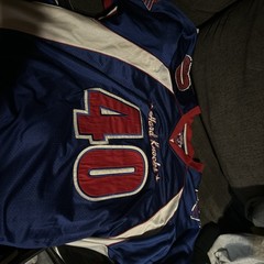 Vintage HARD KNOCKS Jersey Mens 3XL Blue Red #40 Football Satin Mesh Retro 1992