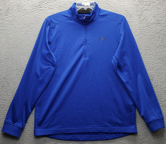 Under Armour 1/4 Zip Pullover Mens Large Blue Fleece Lined Performance Stretch