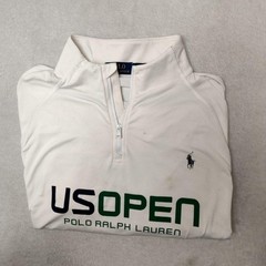 Polo Ralph Lauren Pullover Mens XL White US Open Golf Mock Neck 1/4 Zip Tennis