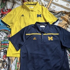 2 University of Michigan Adidas polo shirts Large Climalite golf shirt