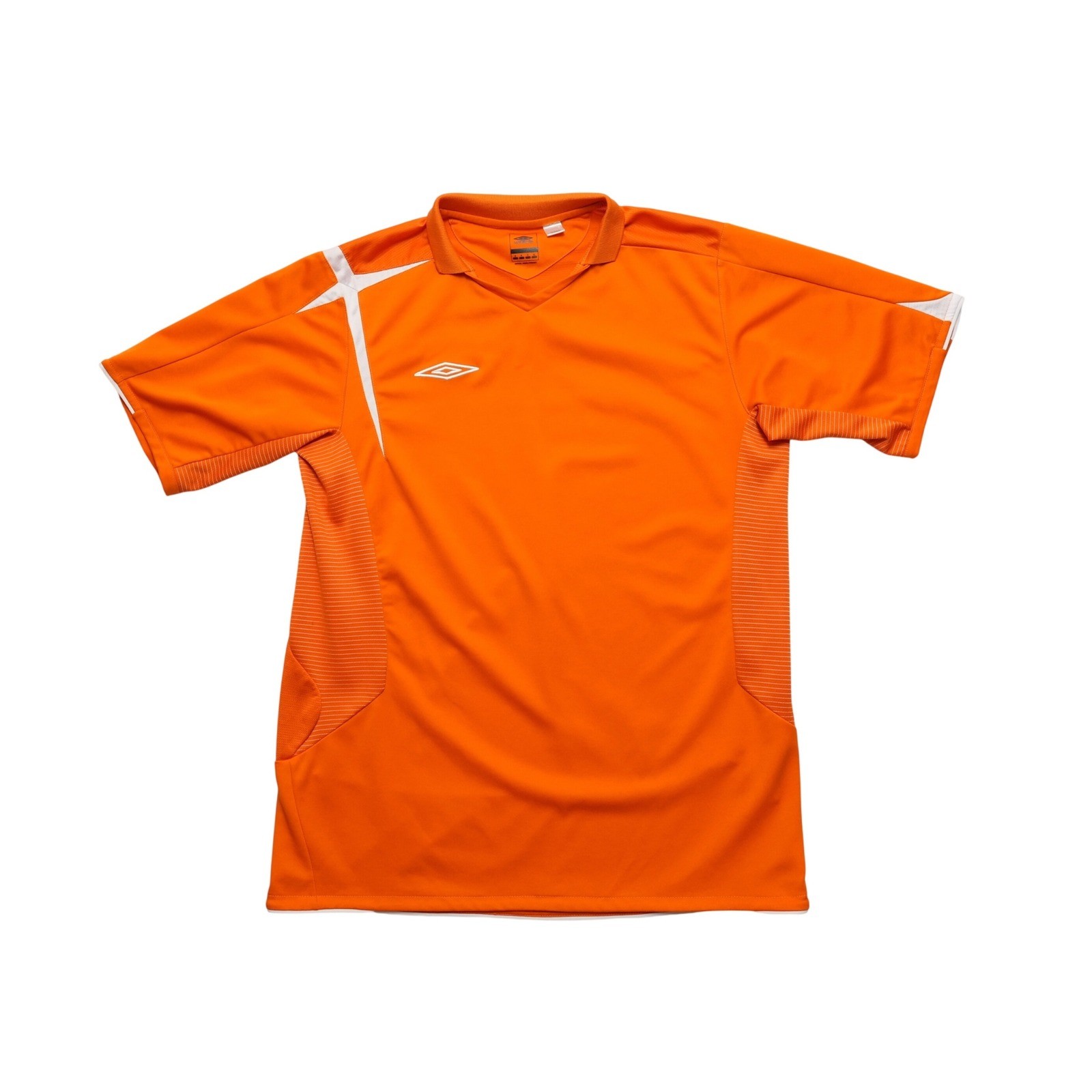 Umbro Soccer Jersey Mens Small Orange V-Neck Short Sleeve Athletic Shirt gallery