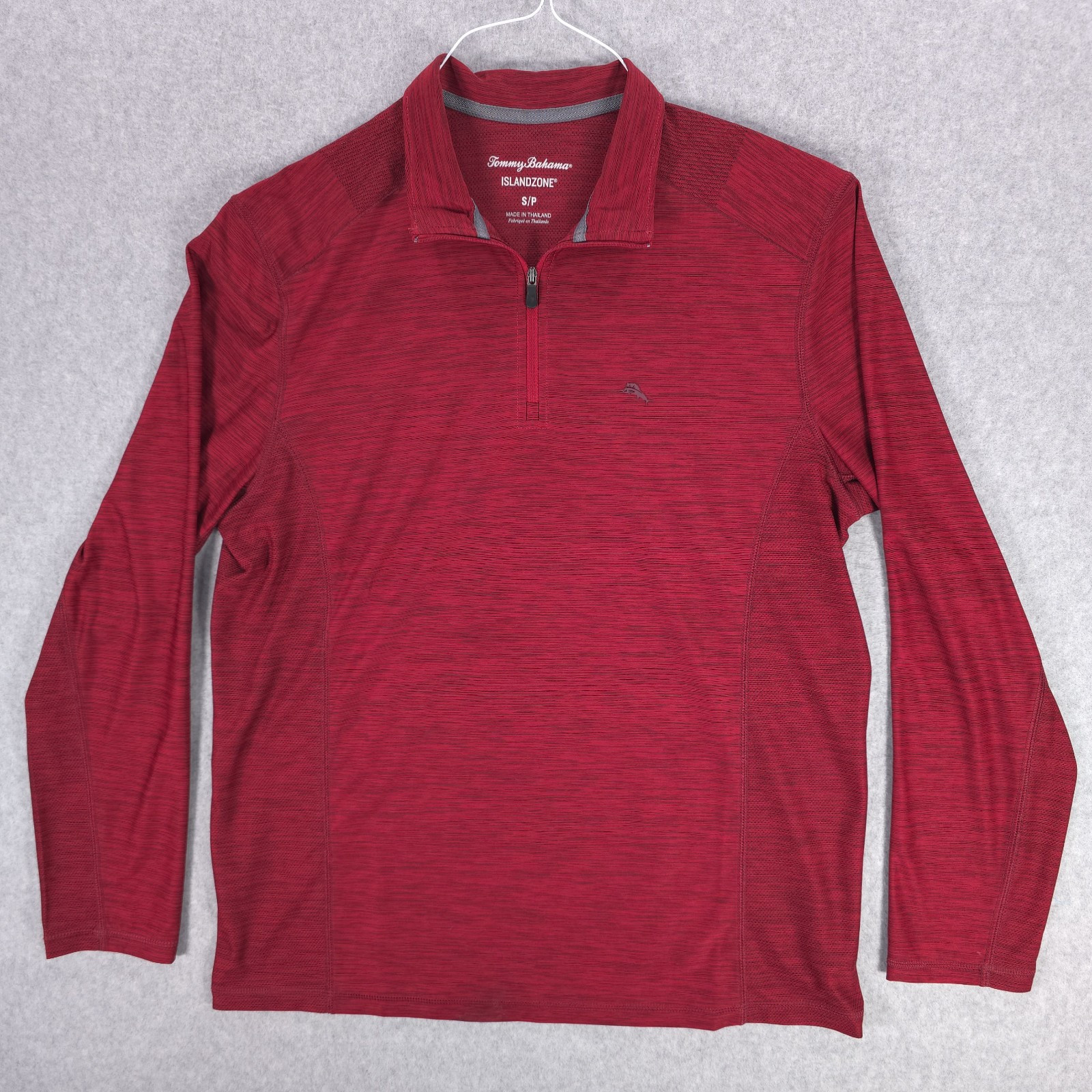 Tommy Bahama Island Zone Performance Red 1/4 Zip Long Sleeve Pullover Mens Small gallery