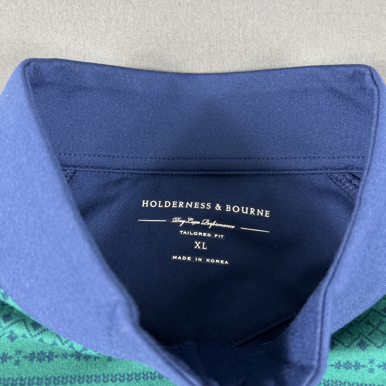 Holderness & Bourne Golf Pullover Sleeve Logo 1/4 Zip XL Blue Green MSRP $125 gallery