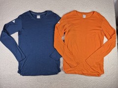 Lot of 2 HOKA Merino Wool Long Sleeve Grid Running Shirts Mens Small Trail Light