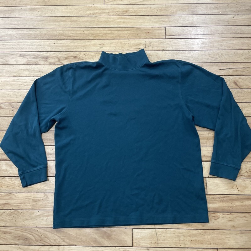 LL Bean Turtleneck Shirt Men L Reg Blue Green Hiking Outdoor Cotton L-Reg 187369 gallery
