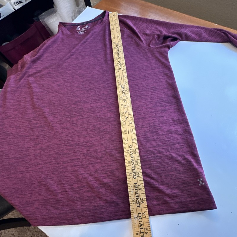 Xersion Quick-Dri Waffle Crew Athletic Shirt Mens LS Maroon Sz-L #437 gallery