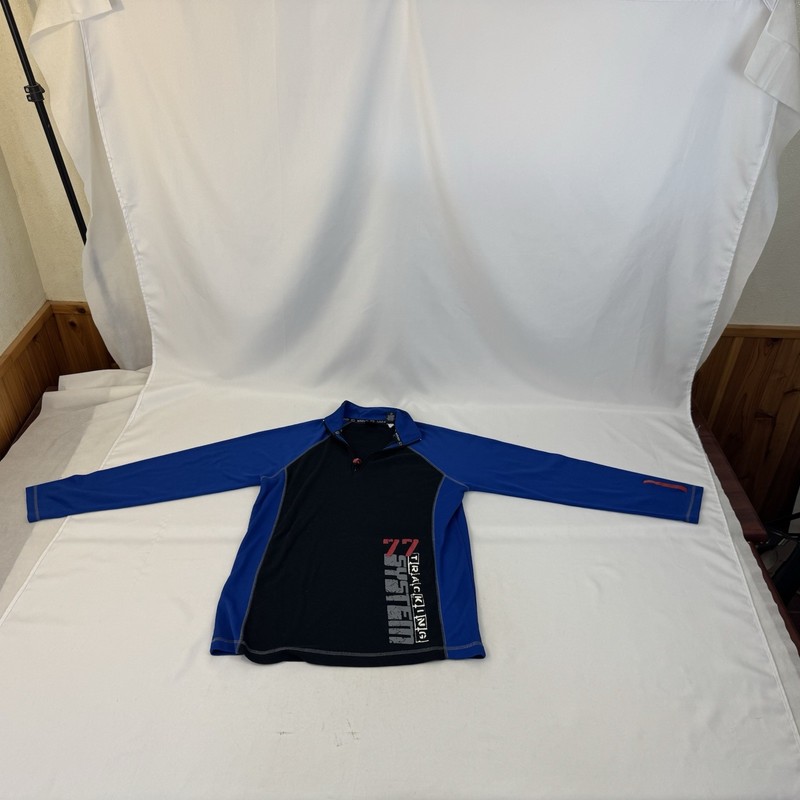 Bugle Boy 77 Tracking System Quarter Zip Pullover Men's Size M Black Blue gallery