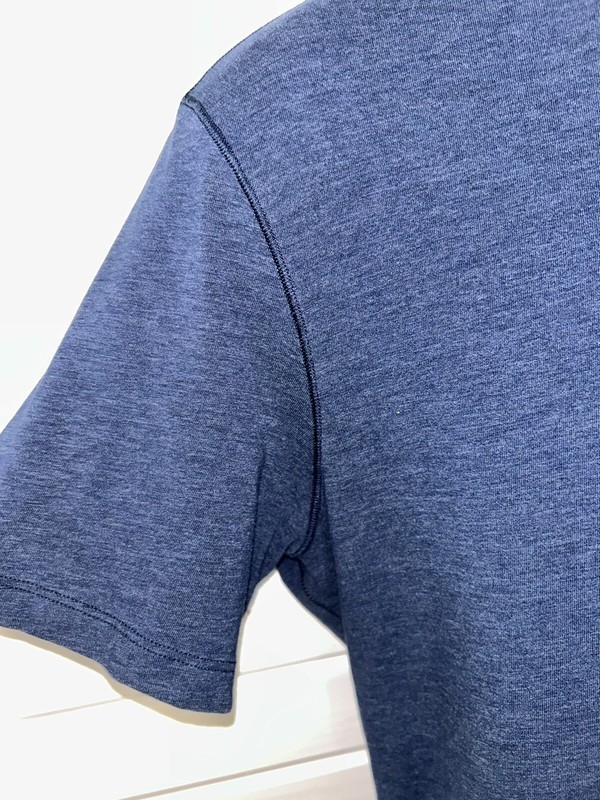 Lululemon Sz ?? (See Meas) 5 Year Basic T-Shirt Mens Heathered Navy Blue Tee EUC gallery