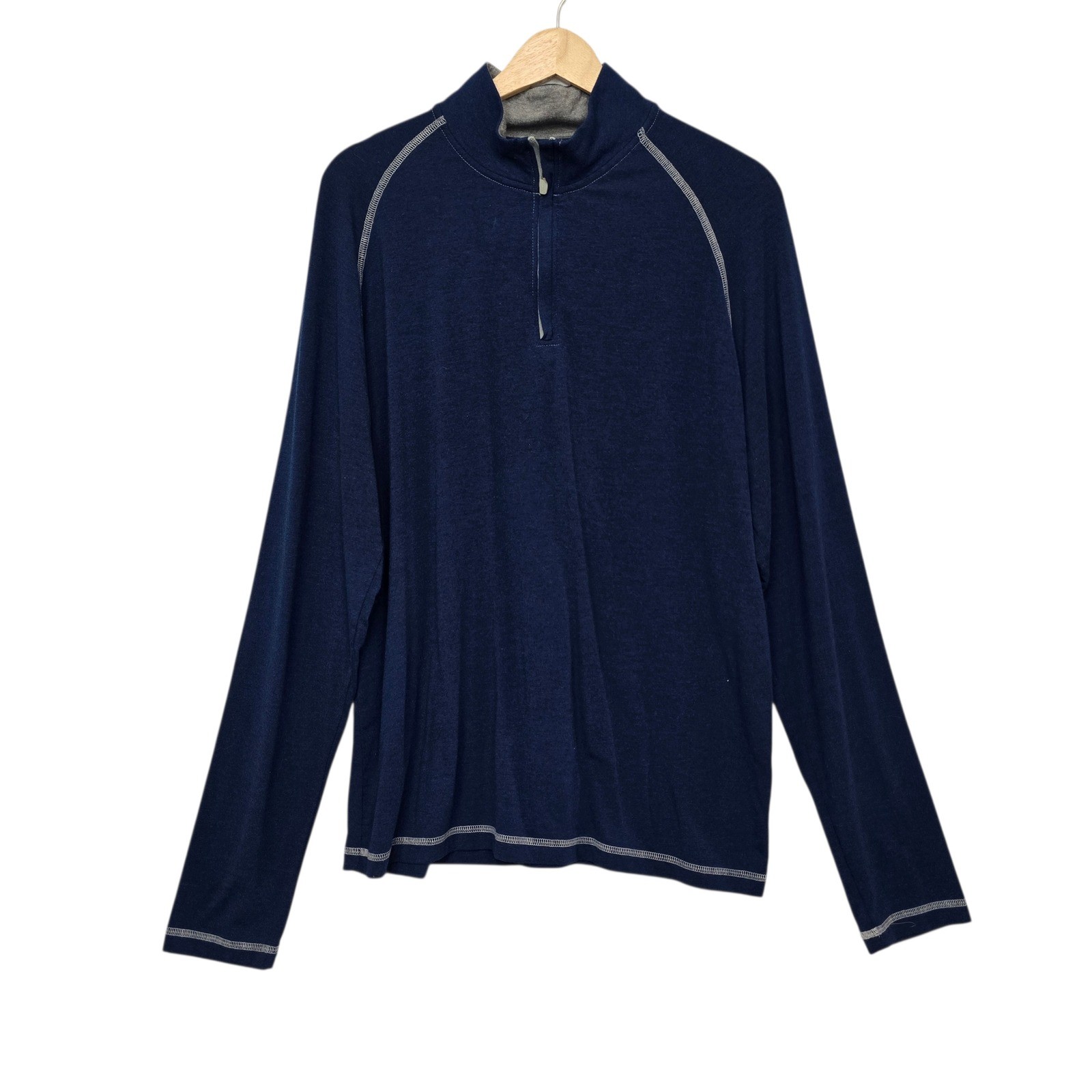 johnnie-O Mens Navy Blue Quarter Zip Pullover Long Sleeve Performance Top Size L gallery