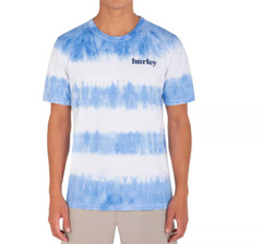Hurley T Shirt Mens Cotton Short Sleeve Crew Pre Shrunk Blue White Tie Dye