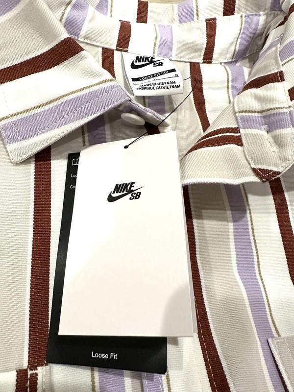 Nike SB Skateboard Button Long Sleeve Striped Woven Heavyweight Top Mens Large gallery