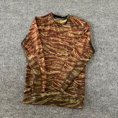Russell Long Sleeve Mens Size S Brown Tiger Stripe Camo Performance Athletic
