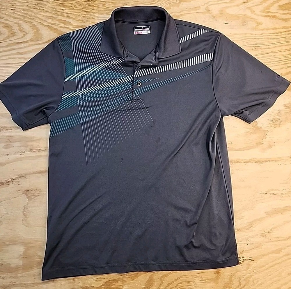 Grand Slam Gray Geometric Golf Polo Shirt Mens Large Lightweight Polyester