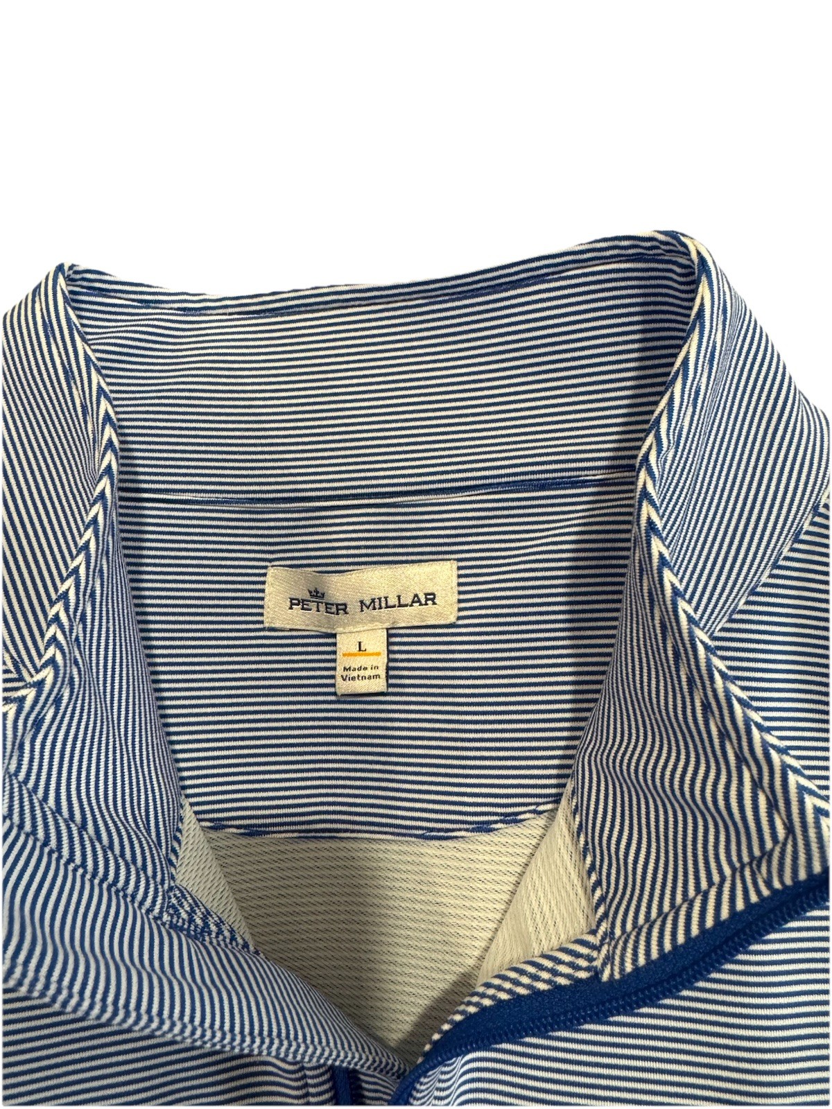 Men’s Peter Millar SMU Stripe Performance Quarter-Zip Blue And White Size Large gallery