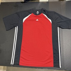 adidas Men’s L Red/Black/White Breathable Colorblock Crewneck Activewear Jersey