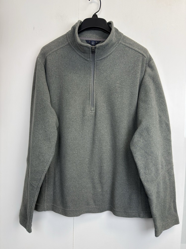 Lands End Pullover Mens Large Gray Polartec Aircore 100 Fleece Half Zip Jacket