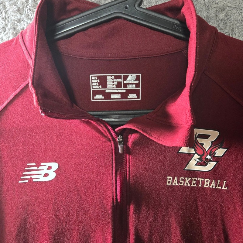 New Balance Boston College BC Basketball Quarter Zip Pullover Maroon Mens Large gallery