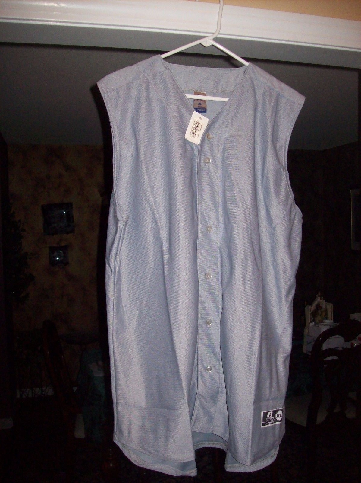 Russell Dri- Power Sleeveless Grey Baseball Shirt XL New with Tags Button Front gallery