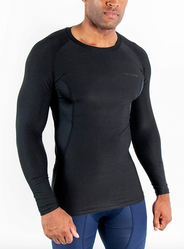 Devops L61416 Men's Black Athletic Long Sleeve Compression Shirts Size Medium gallery
