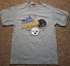 T-Shirt Mens Gray NFL Pittsburgh Steelers Super Bowl XL Champions Size Medium