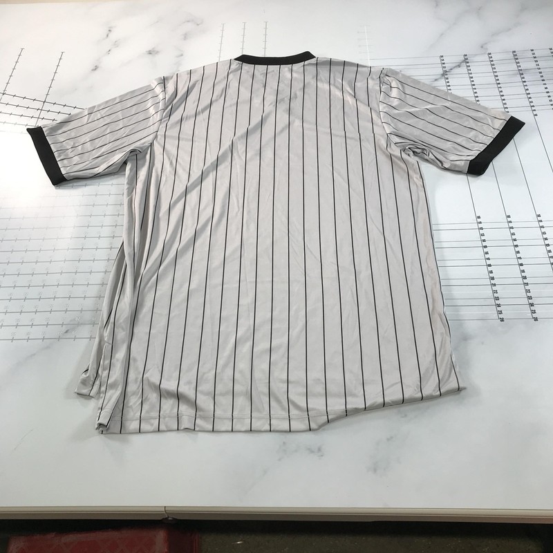 Adams Shirt Mens XL Gray Black Pinstripe V Neck Referee ComfortTech 100 Baseball gallery