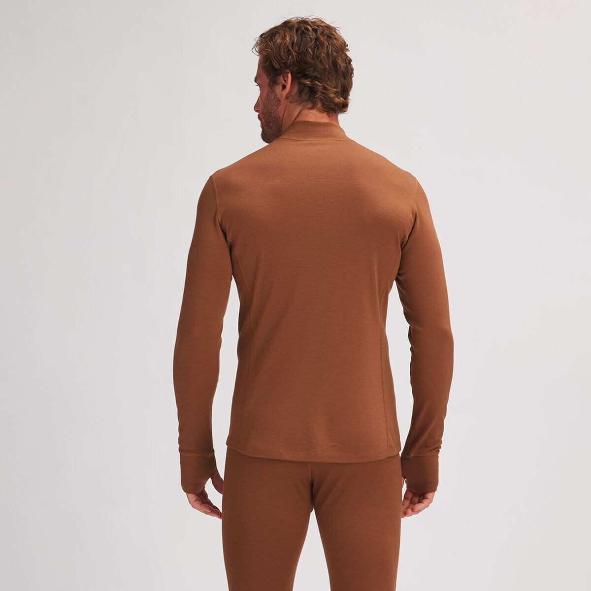 Backcountry Baselayer Top Winter Shirt Men's 1/4 Zip Mid Weight Brown Size M gallery