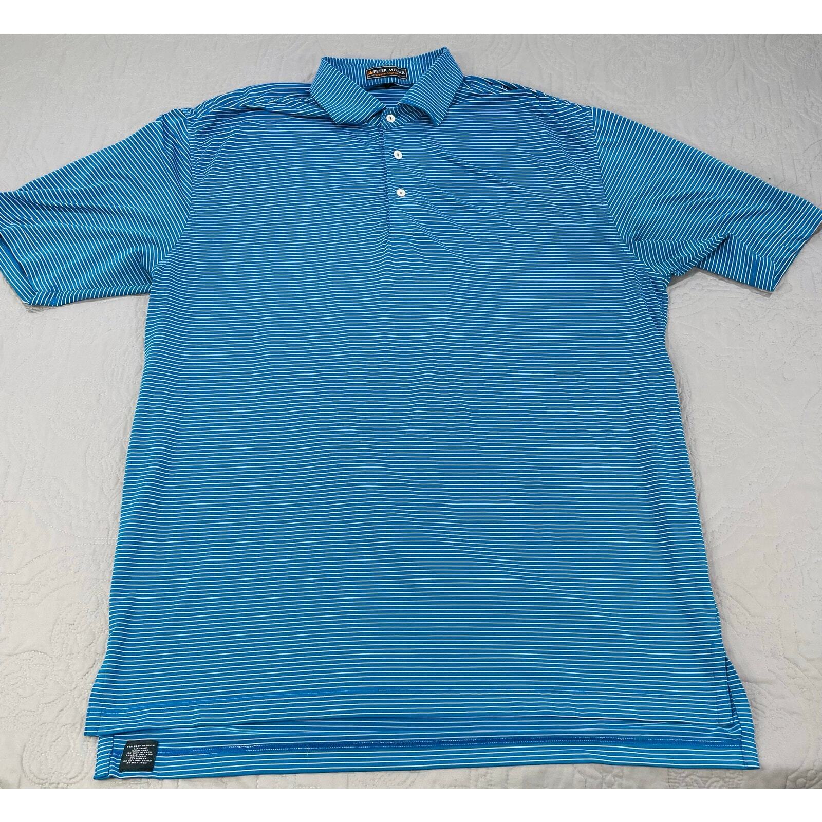 Peter Millar Shirt Mens Large Blue Summer Comfort Blue 1910 Striped Performance gallery