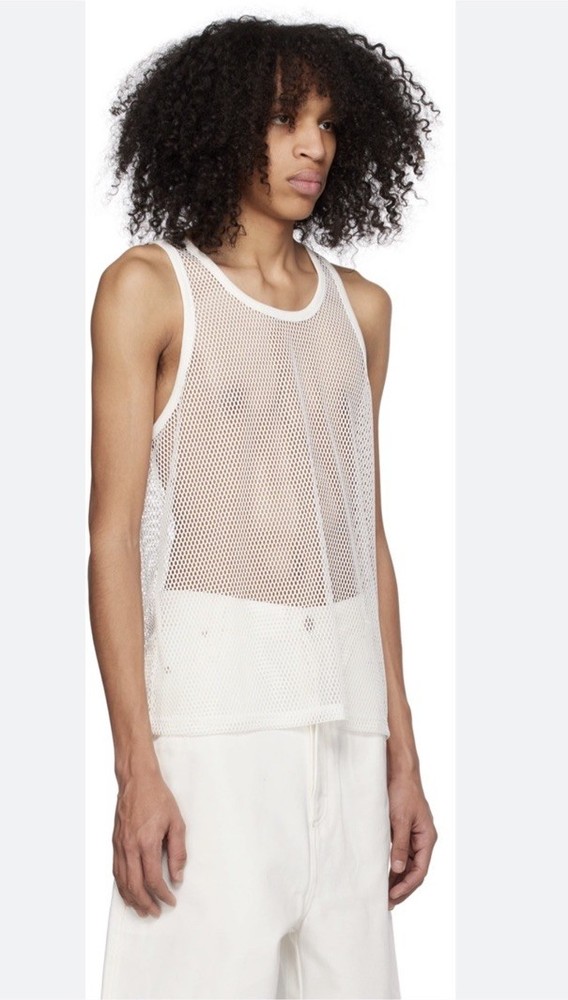 Ami Alexandre Mattiussi Men’s White Mesh Tank Top Size S Cream
