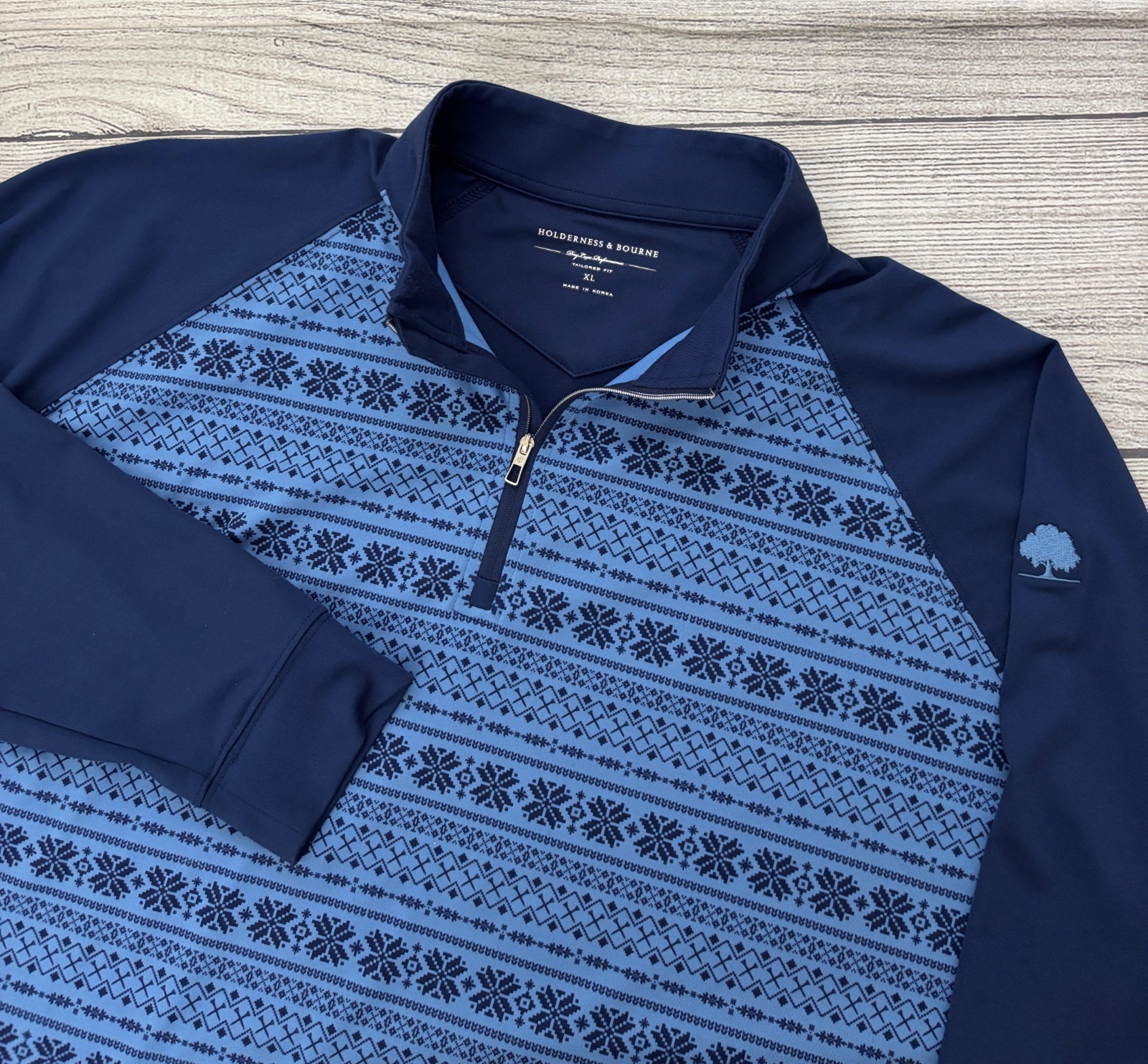 HOLDERNESS & BOURNE The Robinson Mens XL Navy Sankaty 1/4 Zip L/S Golf Pullover gallery
