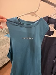 YoungLA Men’s Blue Compression Tank Top Large Athletic Fit Polyester Logo Gym