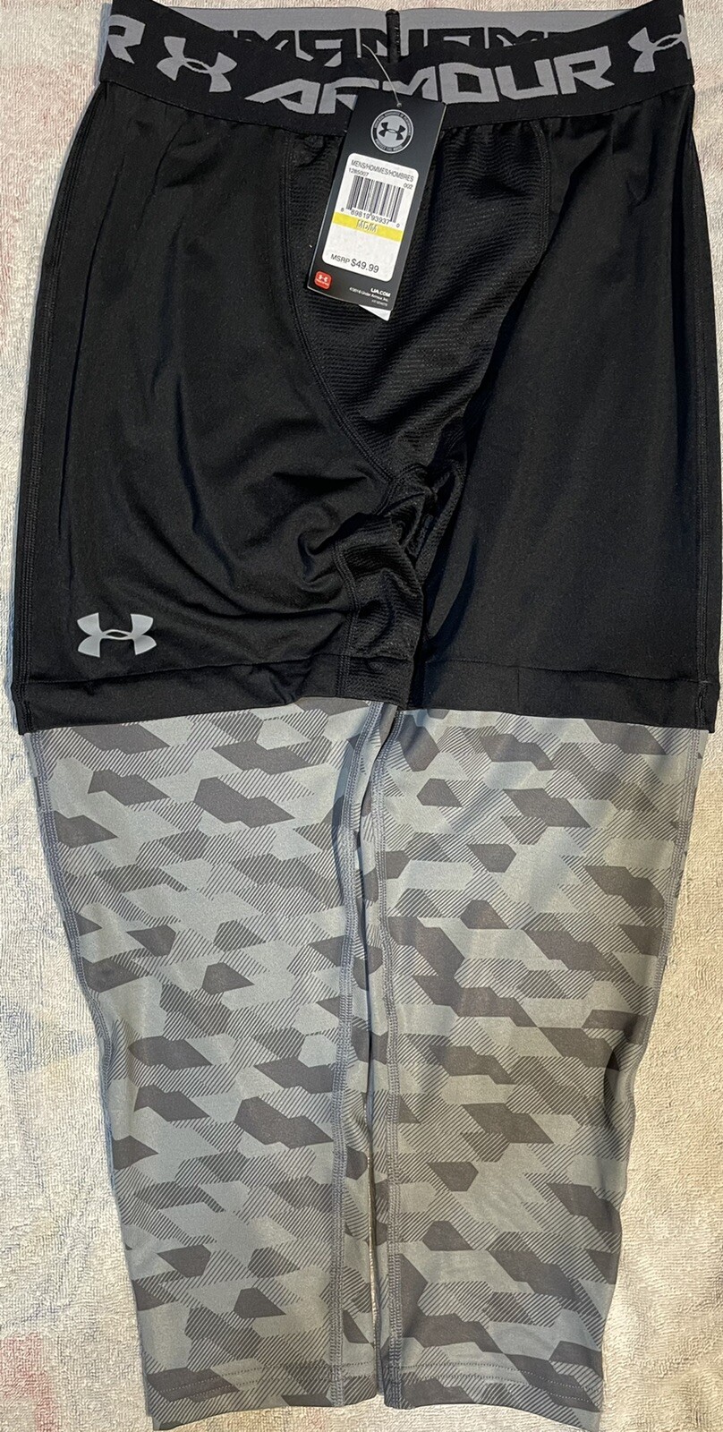 Men's sz Med Under Armour XC30 3/4 Compression Leggings Black/Gray 1285007 NWT gallery