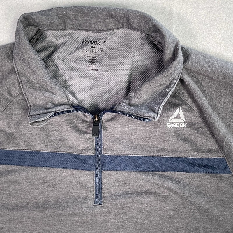 XL Reebok Men Gray 1/4 Zip Running Hanley Pullover Wicking Athleisure Activewear gallery