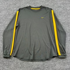 Nike DiMens Long Sleeve Athletic Shirt Size M Gray Yellow Training Running Top