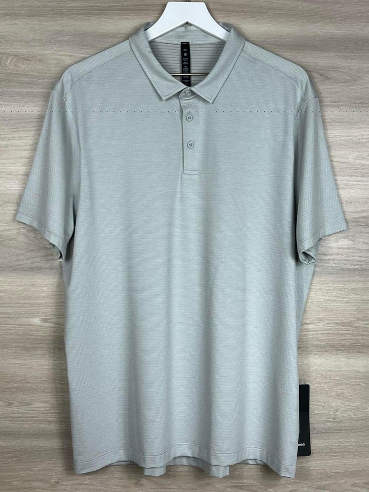 Lululemon Evolution Polo Short Sleeve Size XXL Commission Stripe Seal Grey 80213