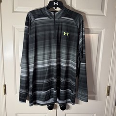 Under Armour 1/4 Zip Pullover Mens XL Black Green Gray Long Sleeve