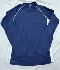 Nike FIT DRY Men’s Long Sleeve Athletic Shirt Polyester Spandex Navy