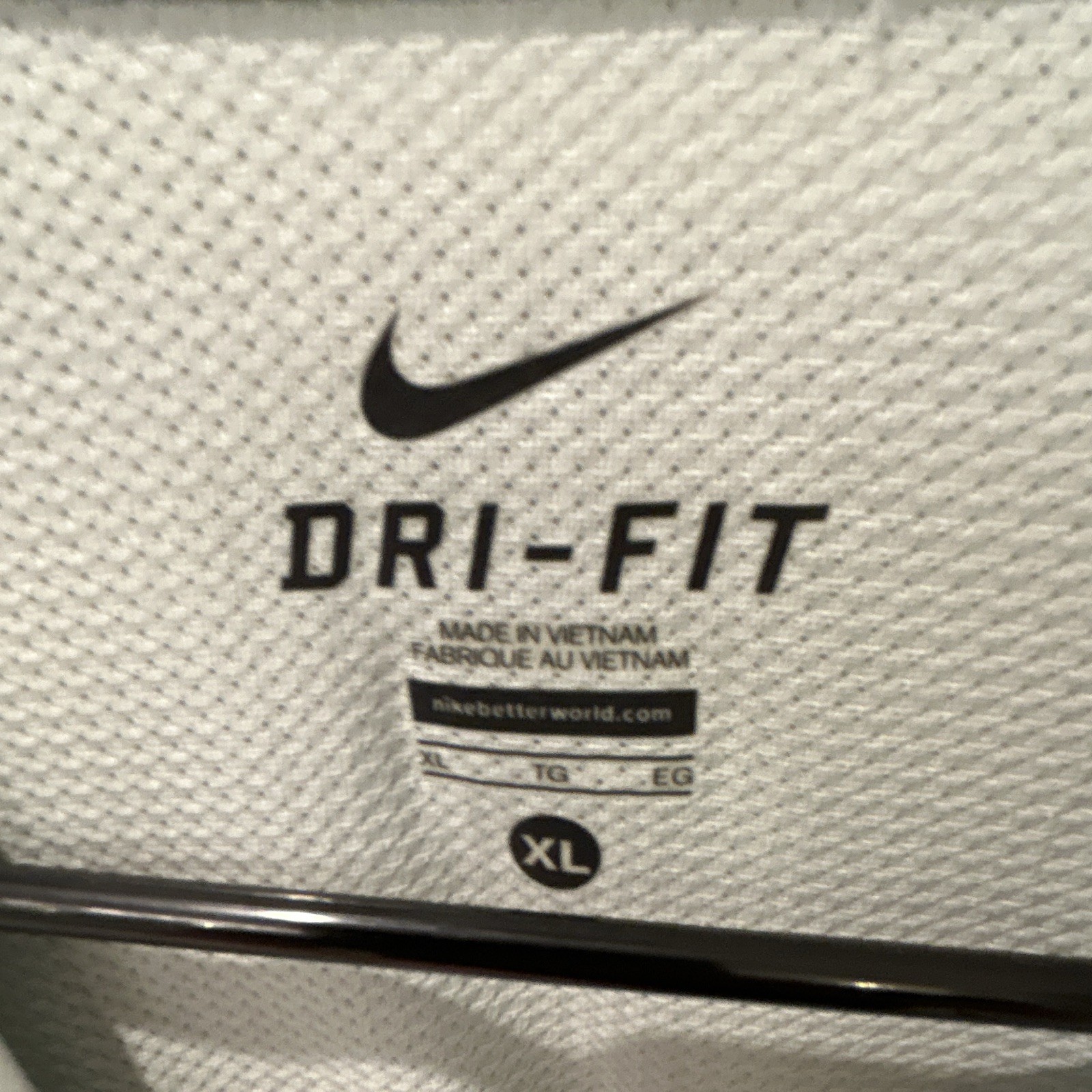 Nike Dri-FIT Men's XL Gray Blue Striped Crew Neck Short Sleeve Mesh Tee Logo gallery