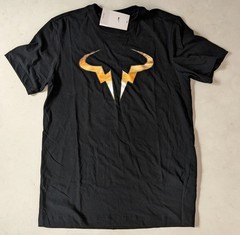 RARE New Nike Court RAFA Nadal Bull Logo BLACK Tennis Shirt HJ0528-010 LARGE