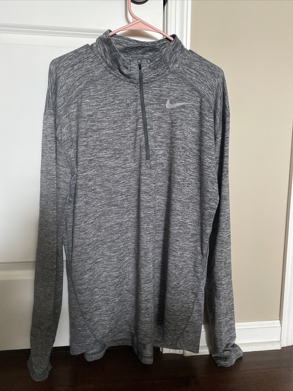 Nike Men's DriFit 1/4 Zip Running Shirt Athletic Gray Size Large gallery
