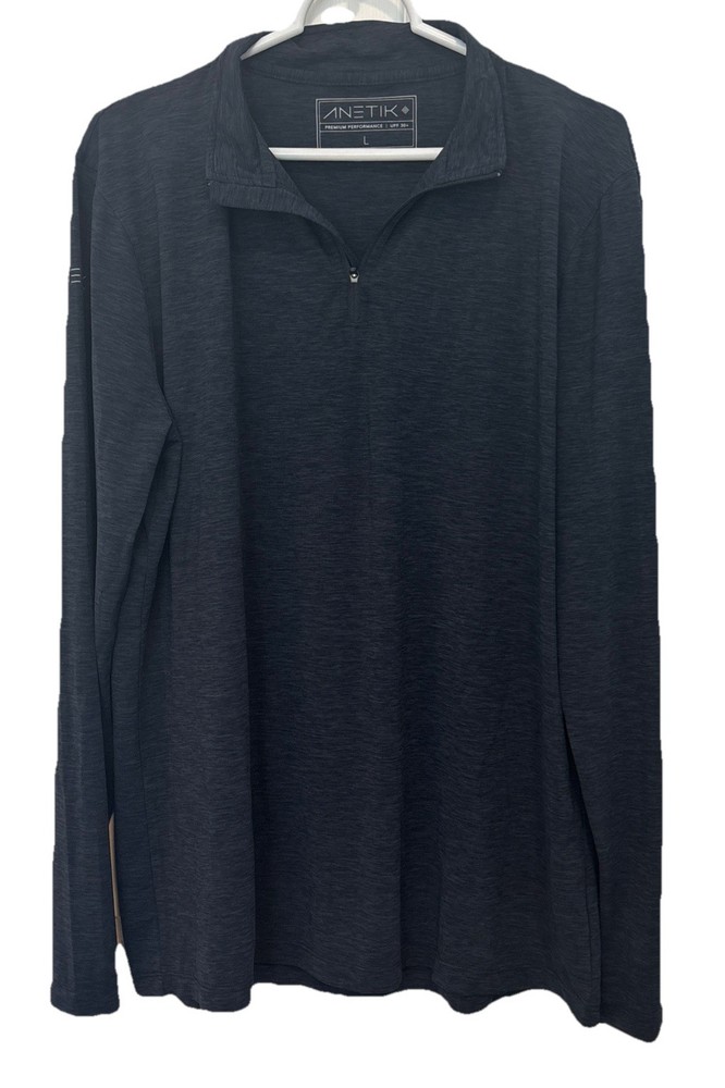 Anetik premium performance Navy blue long sleeve shirt size Large UPF 30+ Vint