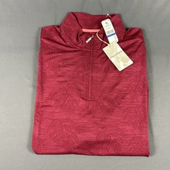 Tommy Bahama Golf Pullover Monstera Print 1/4 Zip XLB Deep Havana NWT MSRP $148