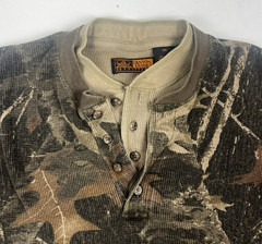 Vtg Canyon Guide Realtree Camo Henley Shirt Mens XL Green Waffle Thermal Hunting