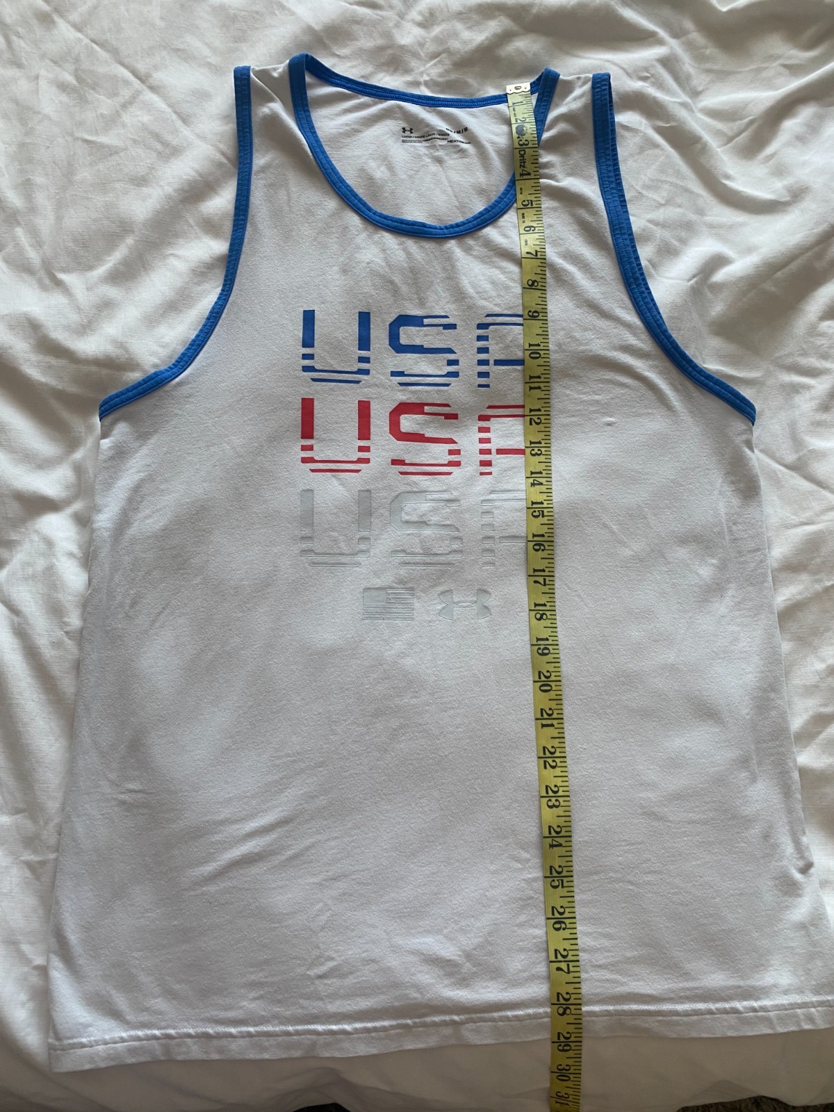 Under Armour Tank Top White USA Graphic Heat Gear Men's Size Medium 4th of July gallery
