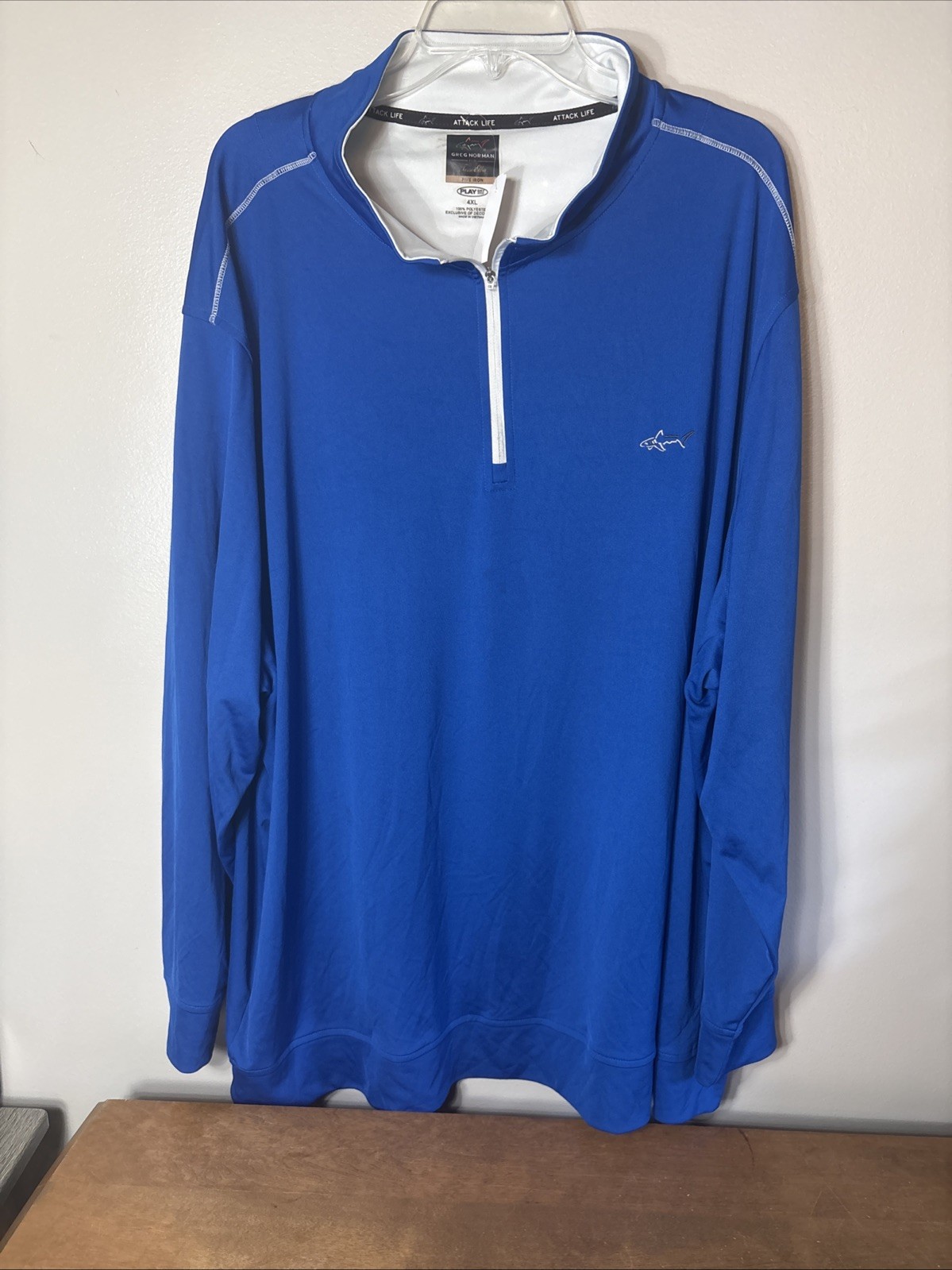 Greg Norman Tasso Elba Play Dry Quarter Zip Pullover Mens 4XL Blue Golf Top NEW gallery