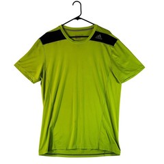 Adidas Mens Techfit Climalite Training Shirt Neon Green Black Short Sleeve Large